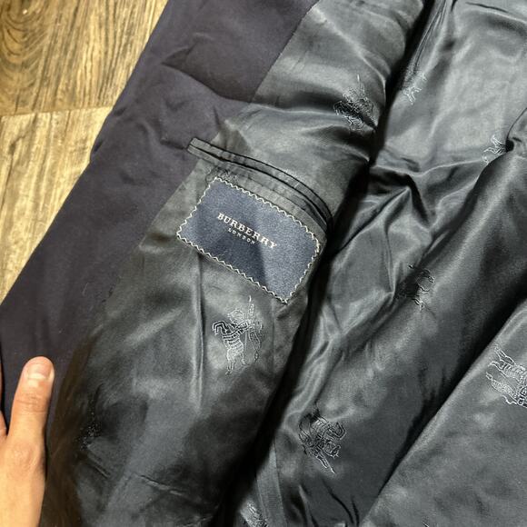 Burberry's Sport Coat Blazer Jacket Men’s 56 Long L Blue Executive Gold Buttons - Picture 3 of 7